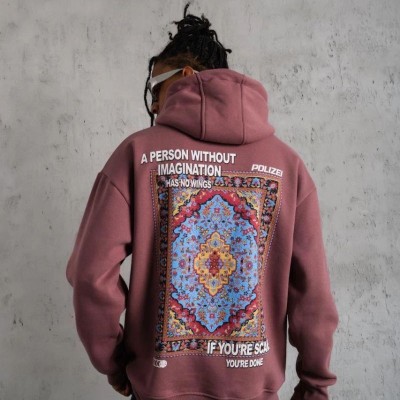 Erkek 3 İplik Pamuklu Kapüşonlu Baskılı Cepli Sweatshirt Hoodie - Gül Kurusu Erkek 3 İplik Pamuklu Kapüşonlu Baskılı Cepli Sweatshirt Hoodie - Gül Kurusu