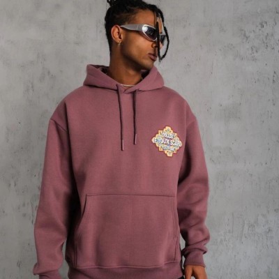Erkek 3 İplik Pamuklu Kapüşonlu Baskılı Cepli Sweatshirt Hoodie - Gül Kurusu Erkek 3 İplik Pamuklu Kapüşonlu Baskılı Cepli Sweatshirt Hoodie - Gül Kurusu