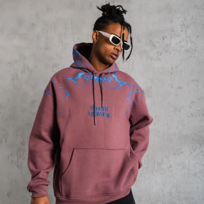 Erkek 3 İplik Pamuklu Kapüşonlu Baskılı Cepli Sweatshirt Hoodie - Gül Kurusu Erkek 3 İplik Pamuklu Kapüşonlu Baskılı Cepli Sweatshirt Hoodie - Gül Kurusu