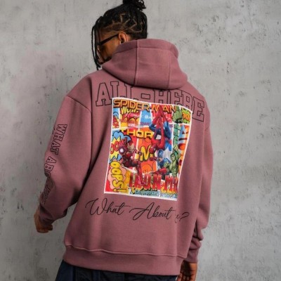Erkek 3 İplik Pamuklu Kapüşonlu Baskılı Cepli Sweatshirt Hoodie - Gül Kurusu Erkek 3 İplik Pamuklu Kapüşonlu Baskılı Cepli Sweatshirt Hoodie - Gül Kurusu