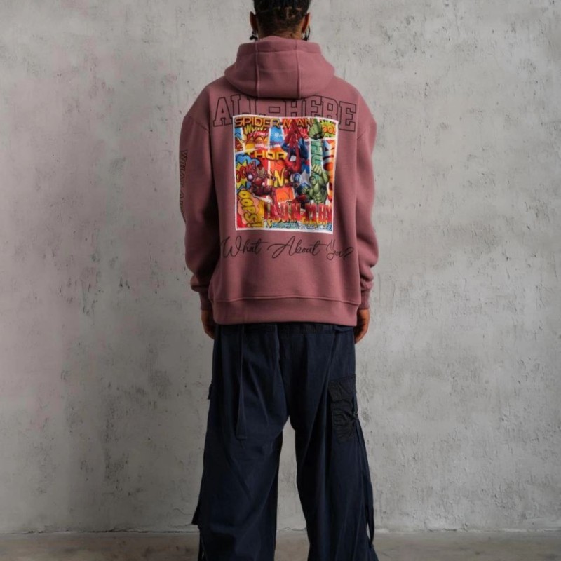 Erkek 3 İplik Pamuklu Kapüşonlu Baskılı Cepli Sweatshirt Hoodie - Gül Kurusu Erkek 3 İplik Pamuklu Kapüşonlu Baskılı Cepli Sweatshirt Hoodie - Gül Kurusu