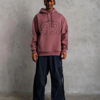 Erkek 3 İplik Pamuklu Kapüşonlu Baskılı Cepli Sweatshirt Hoodie - Gül Kurusu Erkek 3 İplik Pamuklu Kapüşonlu Baskılı Cepli Sweatshirt Hoodie - Gül Kurusu