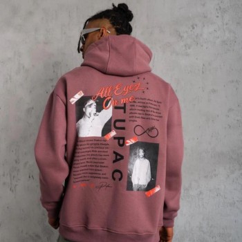 Erkek 3 İplik Pamuklu Kapüşonlu Baskılı Cepli Sweatshirt Hoodie - Gül Kurusu Erkek 3 İplik Pamuklu Kapüşonlu Baskılı Cepli Sweatshirt Hoodie - Gül Kurusu