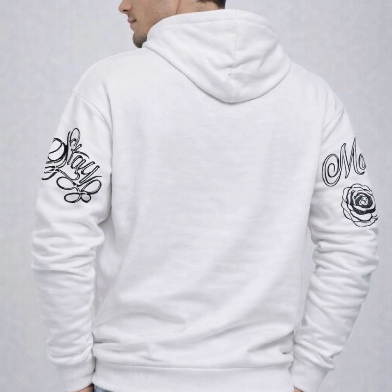 Erkek 3 İplik Pamuklu Kapüşonlu Baskılı SweatShirt hoodie - Beyaz Erkek 3 İplik Pamuklu Kapüşonlu Baskılı SweatShirt hoodie - Beyaz