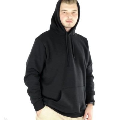 Erkek 3 İplik Pamuklu Kapüşonlu Cepli Oversize Hoodie Sweatshirt - Siyah Erkek 3 İplik Pamuklu Kapüşonlu Cepli Oversize Hoodie Sweatshirt - Siyah