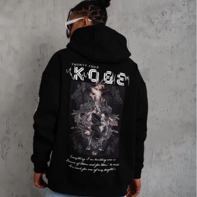 Erkek 3 İplik Pamuklu Kapüşonlu Kanguru Cepli Baskılı Oversize Hoodie Sweatshirt - Siyah Erkek 3 İplik Pamuklu Kapüşonlu Kanguru Cepli Baskılı Oversize Hoodie Sweatshirt - Siyah