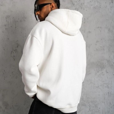Erkek 3 İplik Pamuklu Kapüşonlu Kanguru Cepli Sweatshirt Hoodie - Beyaz Erkek 3 İplik Pamuklu Kapüşonlu Kanguru Cepli Sweatshirt Hoodie - Beyaz