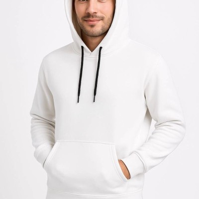 Erkek 3 İplik Pamuklu Kapüşonlu Kanguru Cepli SweatShirt hoodie - Beyaz Erkek 3 İplik Pamuklu Kapüşonlu Kanguru Cepli SweatShirt hoodie - Beyaz