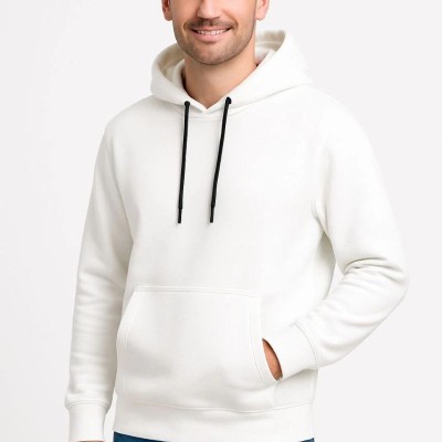 Erkek 3 İplik Pamuklu Kapüşonlu Kanguru Cepli SweatShirt hoodie - Beyaz Erkek 3 İplik Pamuklu Kapüşonlu Kanguru Cepli SweatShirt hoodie - Beyaz