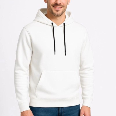 Erkek 3 İplik Pamuklu Kapüşonlu Kanguru Cepli SweatShirt hoodie - Beyaz Erkek 3 İplik Pamuklu Kapüşonlu Kanguru Cepli SweatShirt hoodie - Beyaz