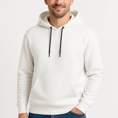 Erkek 3 İplik Pamuklu Kapüşonlu Kanguru Cepli SweatShirt hoodie - Beyaz Erkek 3 İplik Pamuklu Kapüşonlu Kanguru Cepli SweatShirt hoodie - Beyaz