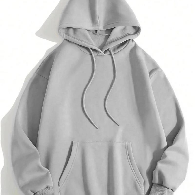 Erkek 3 İplik Pamuklu Kapüşonlu Kanguru Cepli Sweatshirt Hoodie - Boyalı Gri Erkek 3 İplik Pamuklu Kapüşonlu Kanguru Cepli Sweatshirt Hoodie - Boyalı Gri