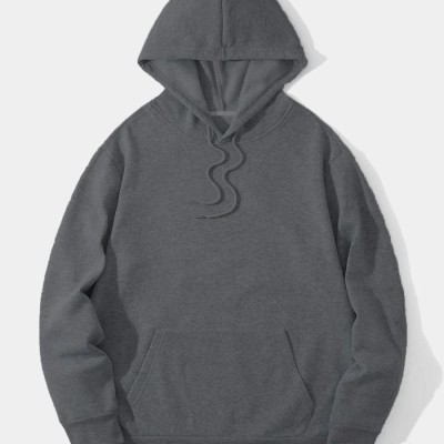 Erkek 3 İplik Pamuklu Kapüşonlu Kanguru Cepli Sweatshirt Hoodie - Füme Erkek 3 İplik Pamuklu Kapüşonlu Kanguru Cepli Sweatshirt Hoodie - Füme