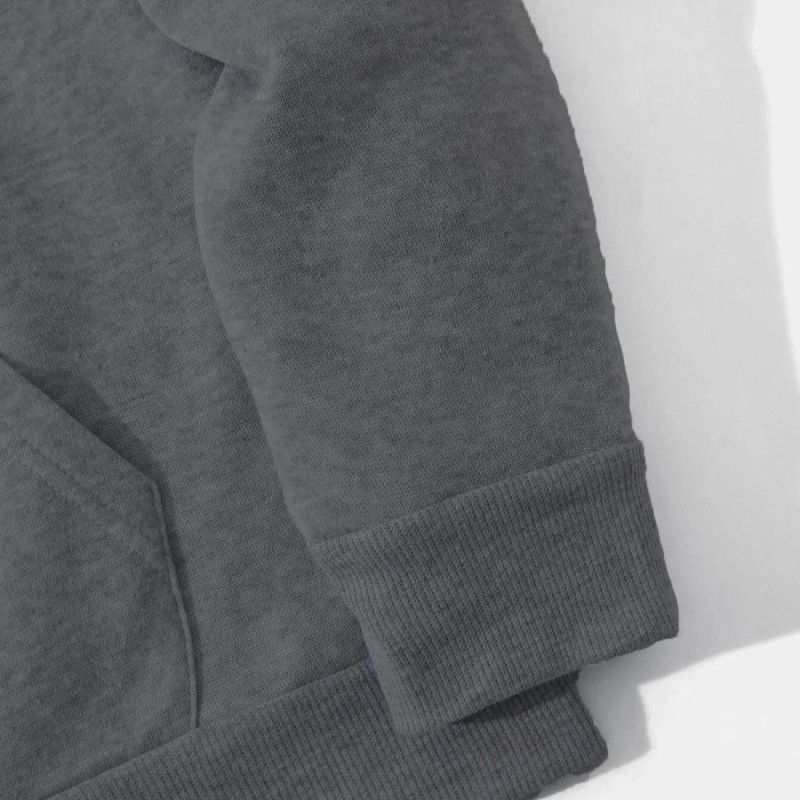 Erkek 3 İplik Pamuklu Kapüşonlu Kanguru Cepli Sweatshirt Hoodie - Füme Erkek 3 İplik Pamuklu Kapüşonlu Kanguru Cepli Sweatshirt Hoodie - Füme