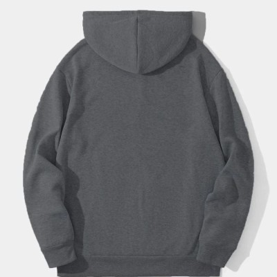 Erkek 3 İplik Pamuklu Kapüşonlu Kanguru Cepli Sweatshirt Hoodie - Füme Erkek 3 İplik Pamuklu Kapüşonlu Kanguru Cepli Sweatshirt Hoodie - Füme