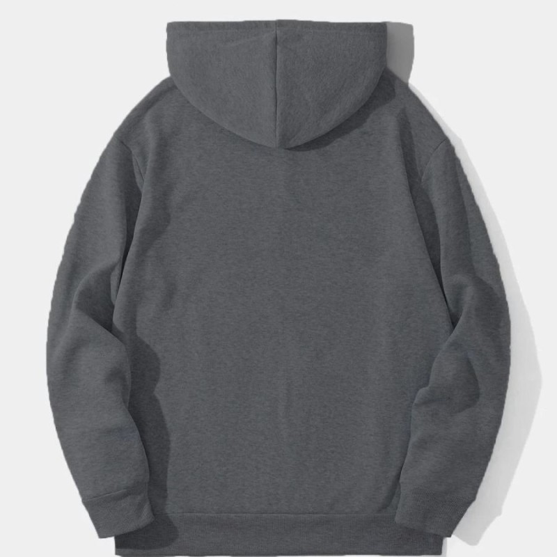 Erkek 3 İplik Pamuklu Kapüşonlu Kanguru Cepli Sweatshirt Hoodie - Füme Erkek 3 İplik Pamuklu Kapüşonlu Kanguru Cepli Sweatshirt Hoodie - Füme