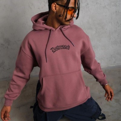 Erkek 3 İplik Pamuklu Kapüşonlu Kanguru Cepli Sweatshirt Hoodie - Gül Kurusu Erkek 3 İplik Pamuklu Kapüşonlu Kanguru Cepli Sweatshirt Hoodie - Gül Kurusu