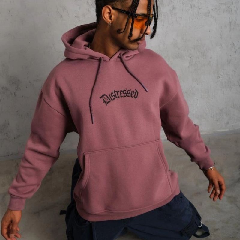 Erkek 3 İplik Pamuklu Kapüşonlu Kanguru Cepli Sweatshirt Hoodie - Gül Kurusu Erkek 3 İplik Pamuklu Kapüşonlu Kanguru Cepli Sweatshirt Hoodie - Gül Kurusu