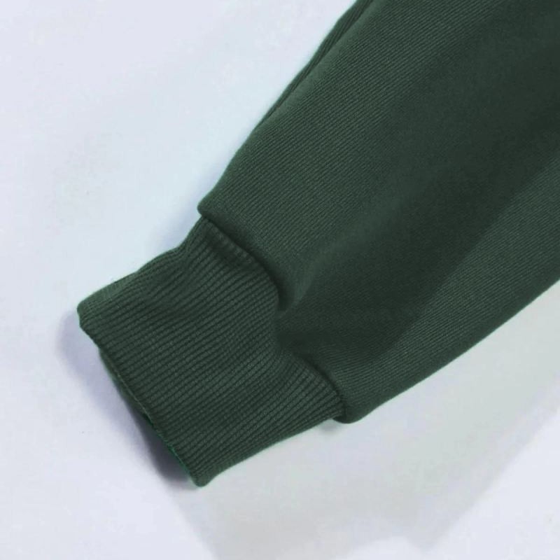 Erkek 3 İplik Pamuklu Kapüşonlu Kanguru Cepli Sweatshirt Hoodie - Koyu Yeşil Erkek 3 İplik Pamuklu Kapüşonlu Kanguru Cepli Sweatshirt Hoodie - Koyu Yeşil