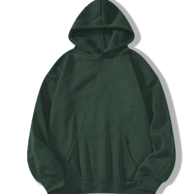 Erkek 3 İplik Pamuklu Kapüşonlu Kanguru Cepli Sweatshirt Hoodie - Koyu Yeşil Erkek 3 İplik Pamuklu Kapüşonlu Kanguru Cepli Sweatshirt Hoodie - Koyu Yeşil