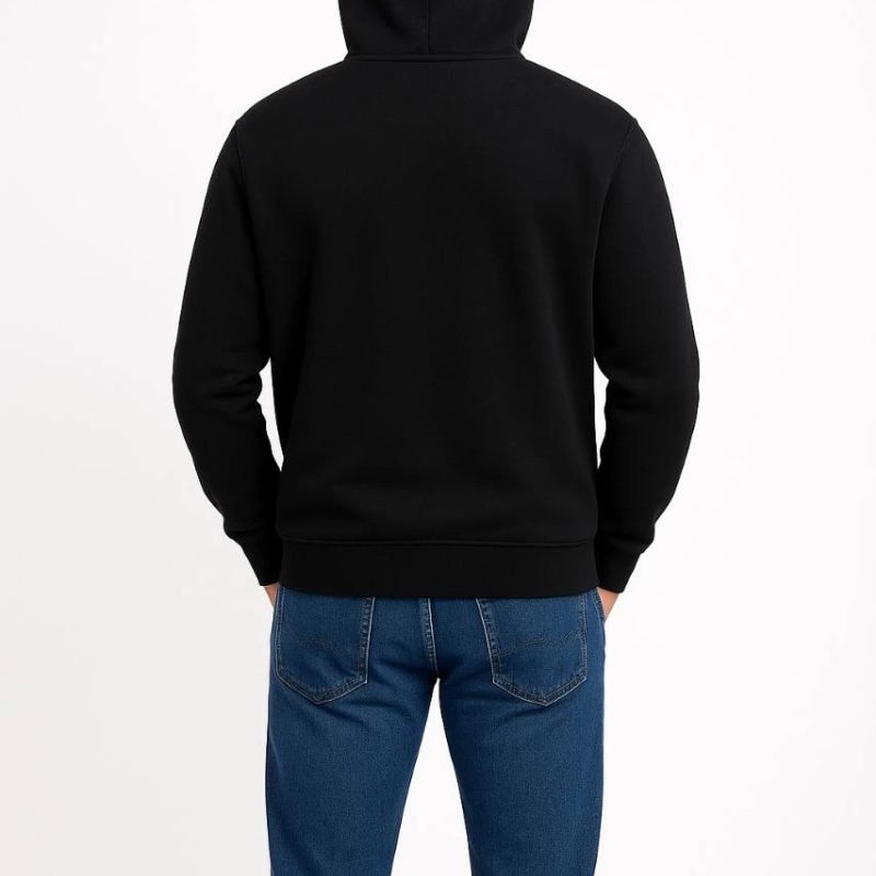 Erkek 3 İplik Pamuklu Kapüşonlu Kanguru Cepli SweatShirt hoodie - Siyah Erkek 3 İplik Pamuklu Kapüşonlu Kanguru Cepli SweatShirt hoodie - Siyah