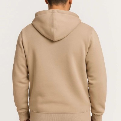Erkek 3 İplik Pamuklu Kapüşonlu Tam Fermuarlı Cepli Hoodie Sweatshirt - Bej Erkek 3 İplik Pamuklu Kapüşonlu Tam Fermuarlı Cepli Hoodie Sweatshirt - Bej