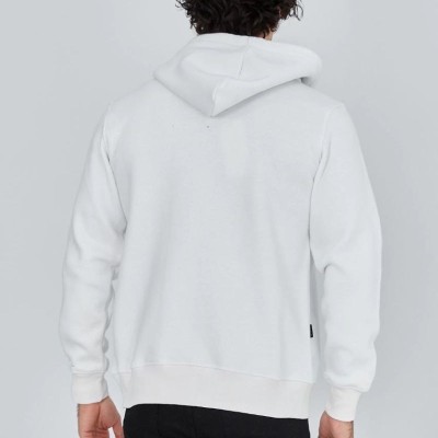 Erkek 3 İplik Pamuklu Kapüşonlu Tam Fermuarlı Cepli Hoodie Sweatshirt - Beyaz Erkek 3 İplik Pamuklu Kapüşonlu Tam Fermuarlı Cepli Hoodie Sweatshirt - Beyaz