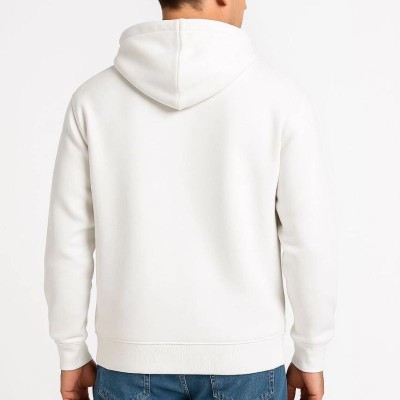 Erkek 3 İplik Pamuklu Kapüşonlu Tam Fermuarlı Cepli Hoodie Sweatshirt - Beyaz Erkek 3 İplik Pamuklu Kapüşonlu Tam Fermuarlı Cepli Hoodie Sweatshirt - Beyaz