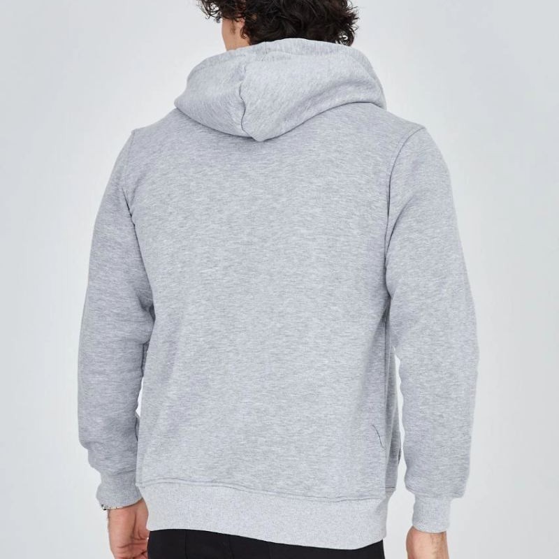 Erkek 3 İplik Pamuklu Kapüşonlu Tam Fermuarlı Cepli Hoodie Sweatshirt - Gri Erkek 3 İplik Pamuklu Kapüşonlu Tam Fermuarlı Cepli Hoodie Sweatshirt - Gri