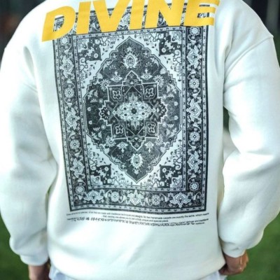 Erkek 3 iplik pamuklu Kışlık Bisiklet Yaka Baskılı SweatShirt - Beyaz Erkek 3 iplik pamuklu Kışlık Bisiklet Yaka Baskılı SweatShirt - Beyaz