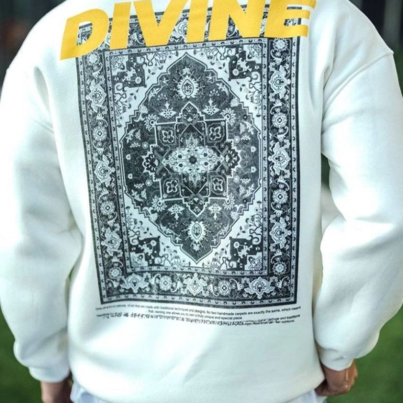 Erkek 3 iplik pamuklu Kışlık Bisiklet Yaka Baskılı SweatShirt - Beyaz Erkek 3 iplik pamuklu Kışlık Bisiklet Yaka Baskılı SweatShirt - Beyaz
