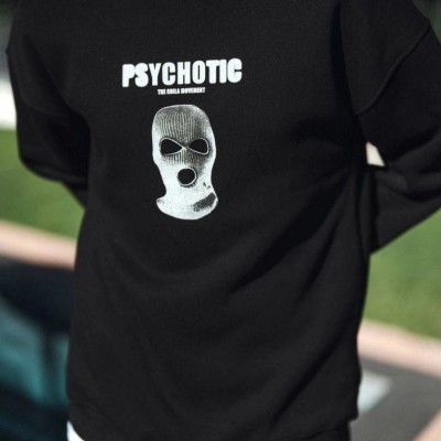 Erkek 3 iplik pamuklu Kışlık Bisiklet Yaka Baskılı SweatShirt - Siyah Erkek 3 iplik pamuklu Kışlık Bisiklet Yaka Baskılı SweatShirt - Siyah
