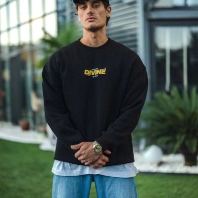 Erkek 3 iplik pamuklu Kışlık Bisiklet Yaka Baskılı SweatShirt - Siyah Erkek 3 iplik pamuklu Kışlık Bisiklet Yaka Baskılı SweatShirt - Siyah