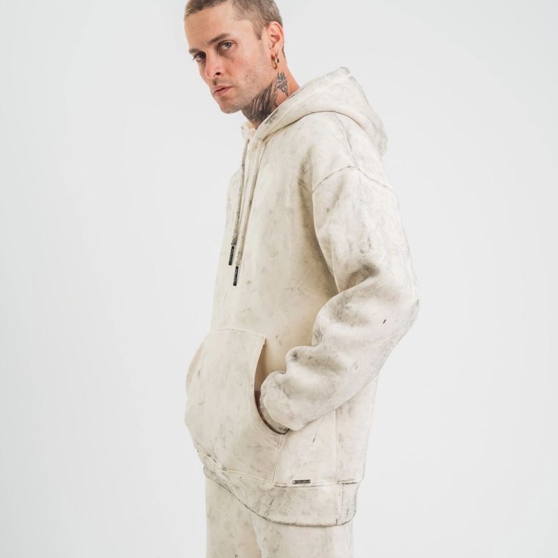 ERKEK 3 iplik Pamuklu Oversize Kapşonlu Yıkamalı SweatShirt Hoodie - Krem ERKEK 3 iplik Pamuklu Oversize Kapşonlu Yıkamalı SweatShirt Hoodie - Krem