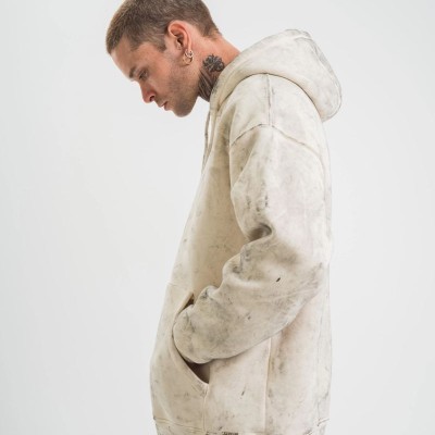 ERKEK 3 iplik Pamuklu Oversize Kapşonlu Yıkamalı SweatShirt Hoodie - Krem ERKEK 3 iplik Pamuklu Oversize Kapşonlu Yıkamalı SweatShirt Hoodie - Krem