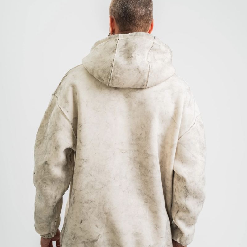 ERKEK 3 iplik Pamuklu Oversize Kapşonlu Yıkamalı SweatShirt Hoodie - Krem ERKEK 3 iplik Pamuklu Oversize Kapşonlu Yıkamalı SweatShirt Hoodie - Krem