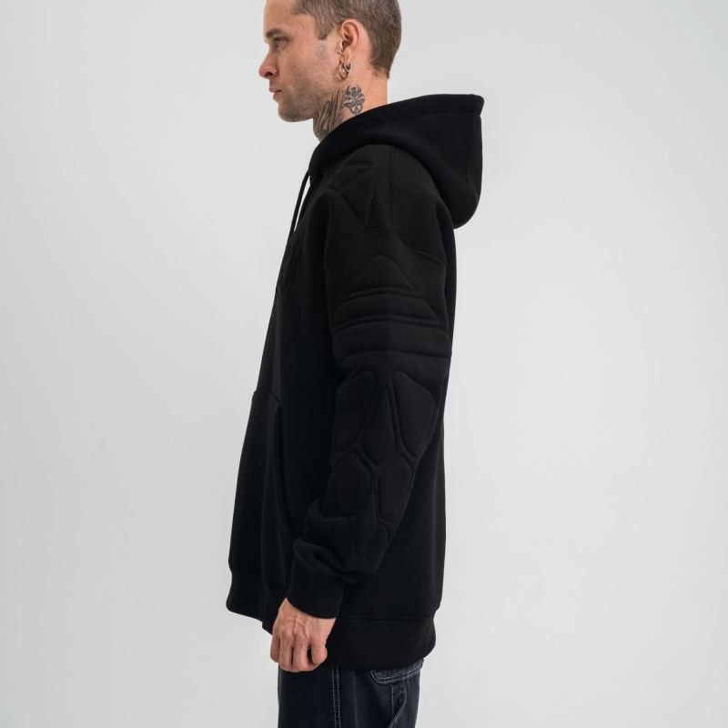 Erkek 3 İplik Pamuklu Oversize Kapüşonlu Nakışlı Hoodie SweatShirt - Siyah Erkek 3 İplik Pamuklu Oversize Kapüşonlu Nakışlı Hoodie SweatShirt - Siyah