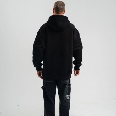 Erkek 3 İplik Pamuklu Oversize Kapüşonlu Nakışlı Hoodie SweatShirt - Siyah Erkek 3 İplik Pamuklu Oversize Kapüşonlu Nakışlı Hoodie SweatShirt - Siyah