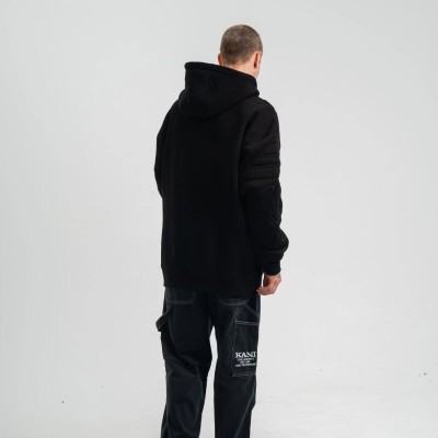 Erkek 3 İplik Pamuklu Oversize Kapüşonlu Nakışlı Hoodie SweatShirt - Siyah Erkek 3 İplik Pamuklu Oversize Kapüşonlu Nakışlı Hoodie SweatShirt - Siyah