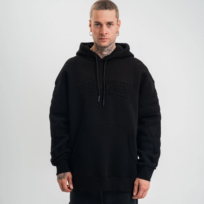 Erkek 3 İplik Pamuklu Oversize Kapüşonlu Nakışlı Hoodie SweatShirt - Siyah Erkek 3 İplik Pamuklu Oversize Kapüşonlu Nakışlı Hoodie SweatShirt - Siyah