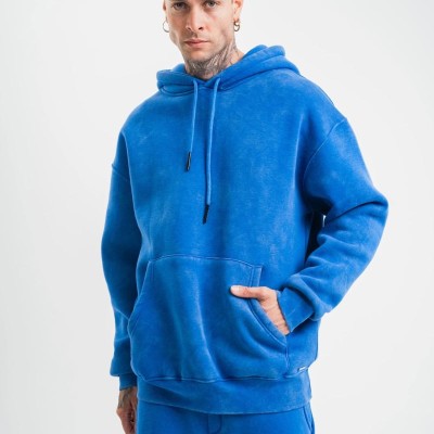 ERKEK 3 İplik Pamuklu Oversize Kapüşonlu Yıkamalı Hoodie SweatShirt - Mavi ERKEK 3 İplik Pamuklu Oversize Kapüşonlu Yıkamalı Hoodie SweatShirt - Mavi