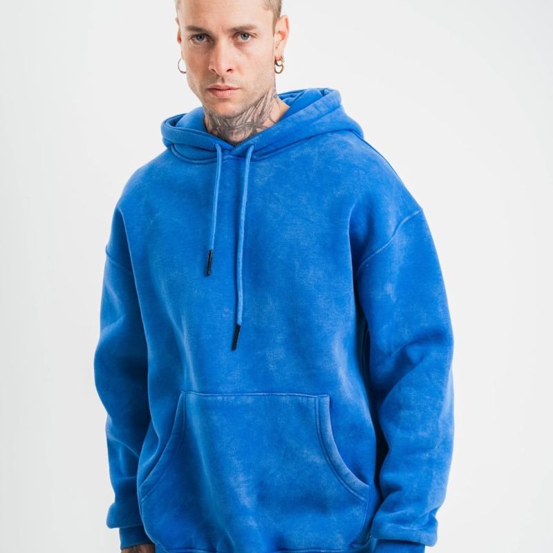 ERKEK 3 İplik Pamuklu Oversize Kapüşonlu Yıkamalı Hoodie SweatShirt - Mavi ERKEK 3 İplik Pamuklu Oversize Kapüşonlu Yıkamalı Hoodie SweatShirt - Mavi