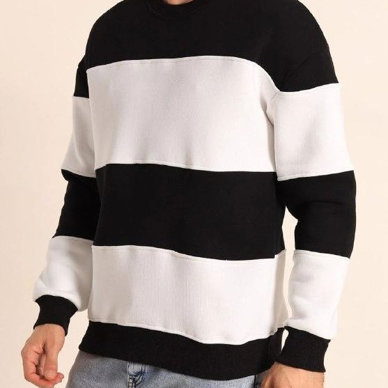 Erkek 3 iplik pamuklu Parçalı Bisiklet Yaka SweatShirt - Siyah Erkek 3 iplik pamuklu Parçalı Bisiklet Yaka SweatShirt - Siyah