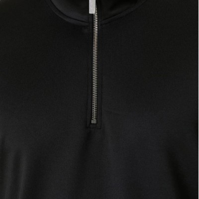 Erkek 3 iplik Pamuklu Uzun Kol Yarım Farmuarlı Yakalı SweatShirt - Siyah