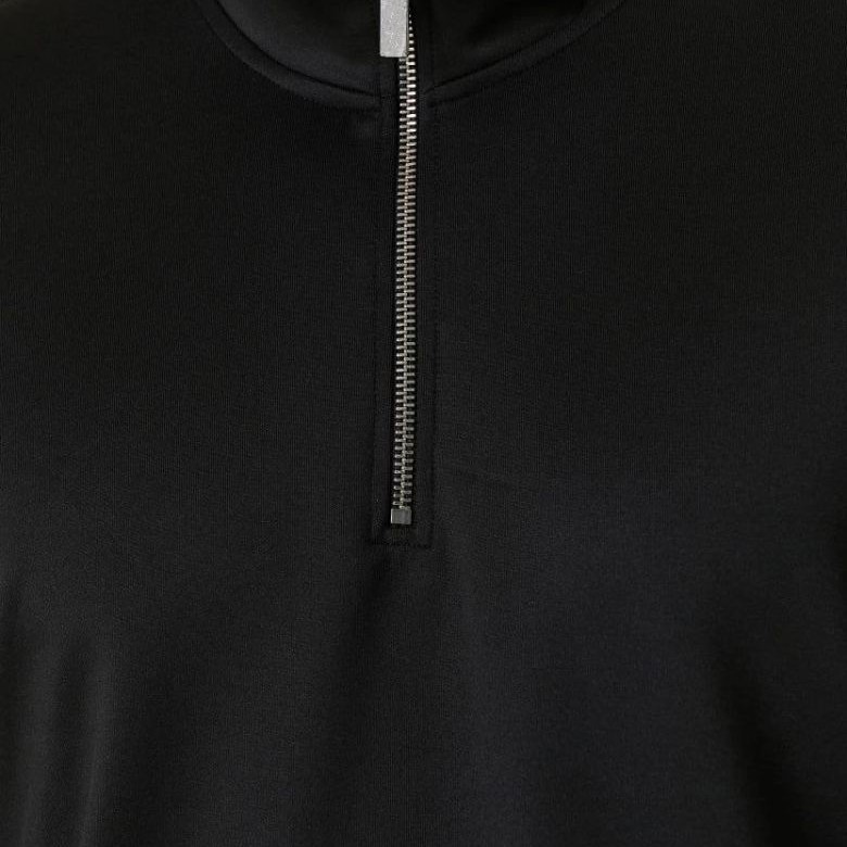 Erkek 3 iplik Pamuklu Uzun Kol Yarım Farmuarlı Yakalı SweatShirt - Siyah