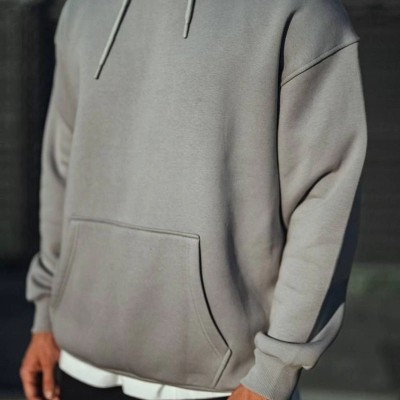 Erkek 3 İplik Penye Kapüşonlu Basic SweatShirt Hoodie - Boyalı Gri Erkek 3 İplik Penye Kapüşonlu Basic SweatShirt Hoodie - Boyalı Gri