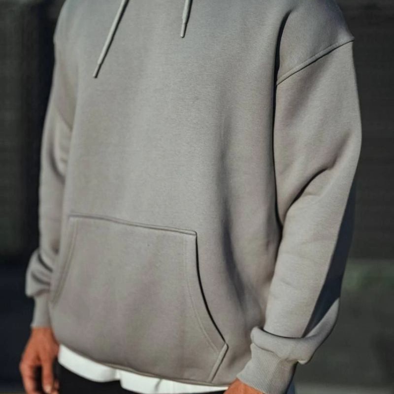Erkek 3 İplik Penye Kapüşonlu Basic SweatShirt Hoodie - Boyalı Gri Erkek 3 İplik Penye Kapüşonlu Basic SweatShirt Hoodie - Boyalı Gri