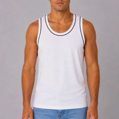 Erkek 3’lü Kolsuz Sporcu Atlet Seti Yazlık Bisiklet Yakalı - Lacivert, Kırmızı, Beyaz