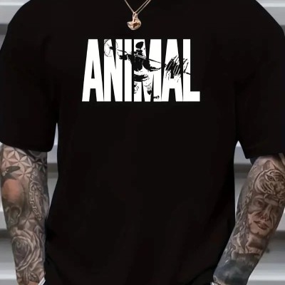 Erkek ANIMAL Baskılı Tişört Bisiklet YakaYazlık T-shirt - Siyah Erkek ANIMAL Baskılı Tişört Bisiklet YakaYazlık T-shirt - Siyah