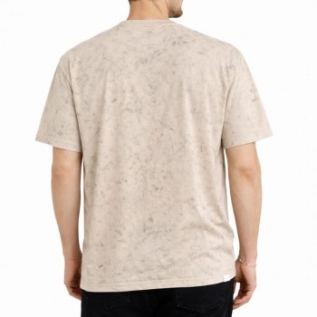 Erkek Asit Yıkama Bisiklet Yaka Kısa Kollu Oversize T-Shirt Tişört - Bej Erkek Asit Yıkama Bisiklet Yaka Kısa Kollu Oversize T-Shirt Tişört - Bej